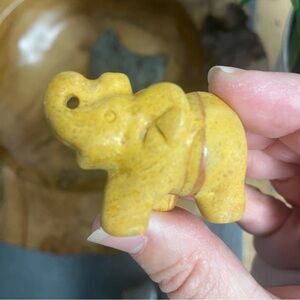 Yellow Jasper carved crystal elephant buddy